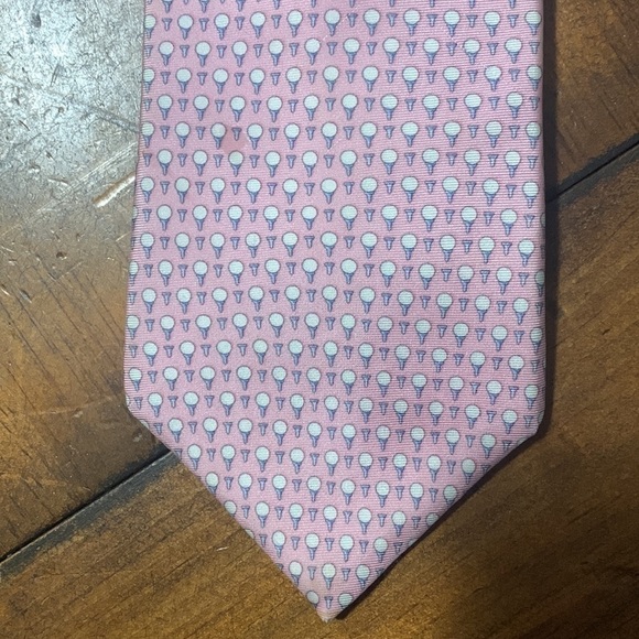 ⛳️ Tommy Hilfiger pink little golf balls and tees 100% silk necktie - Picture 2 of 9